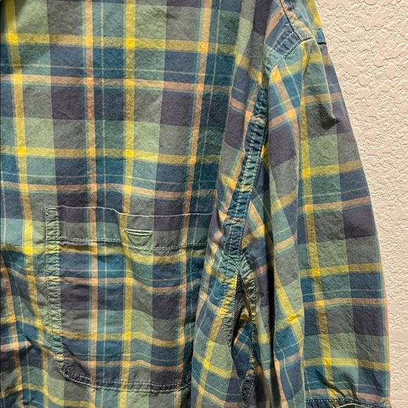 Duluth Trading Co Men's Blue and Yellow Plaid Shirt - Picture 3 of 4